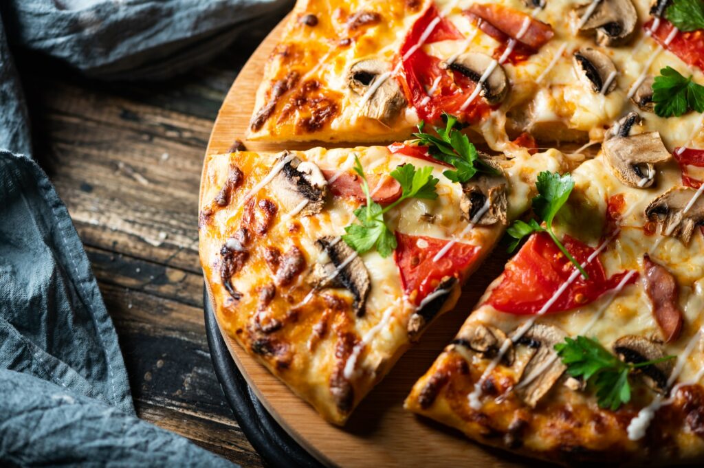 Pizza with salami. Italian food